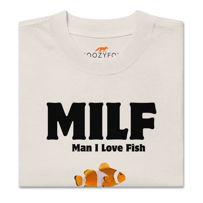 Product details of a faded bone Man I Love Fish Oversized Tee - Boozy Fox