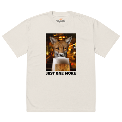 Funny Just One More Fox oversized graphic t-shirt in faded bone white by Boozy Fox