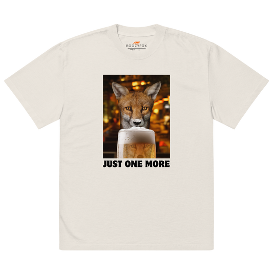 Funny Just One More Fox oversized graphic t-shirt in faded bone white by Boozy Fox