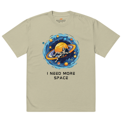 Faded Eucalyptus Space Oversized T-Shirt featuring a captivating I Need More Space graphic on the chest - Funny Graphic Space Oversized Tees - Boozy Fox