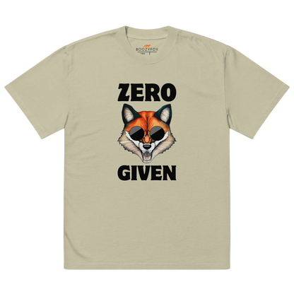 Faded Eucalyptus Fox Oversized T-Shirt featuring a Zero Fox Given graphic on the chest - Funny Graphic Fox Oversized Tees - Boozy Fox