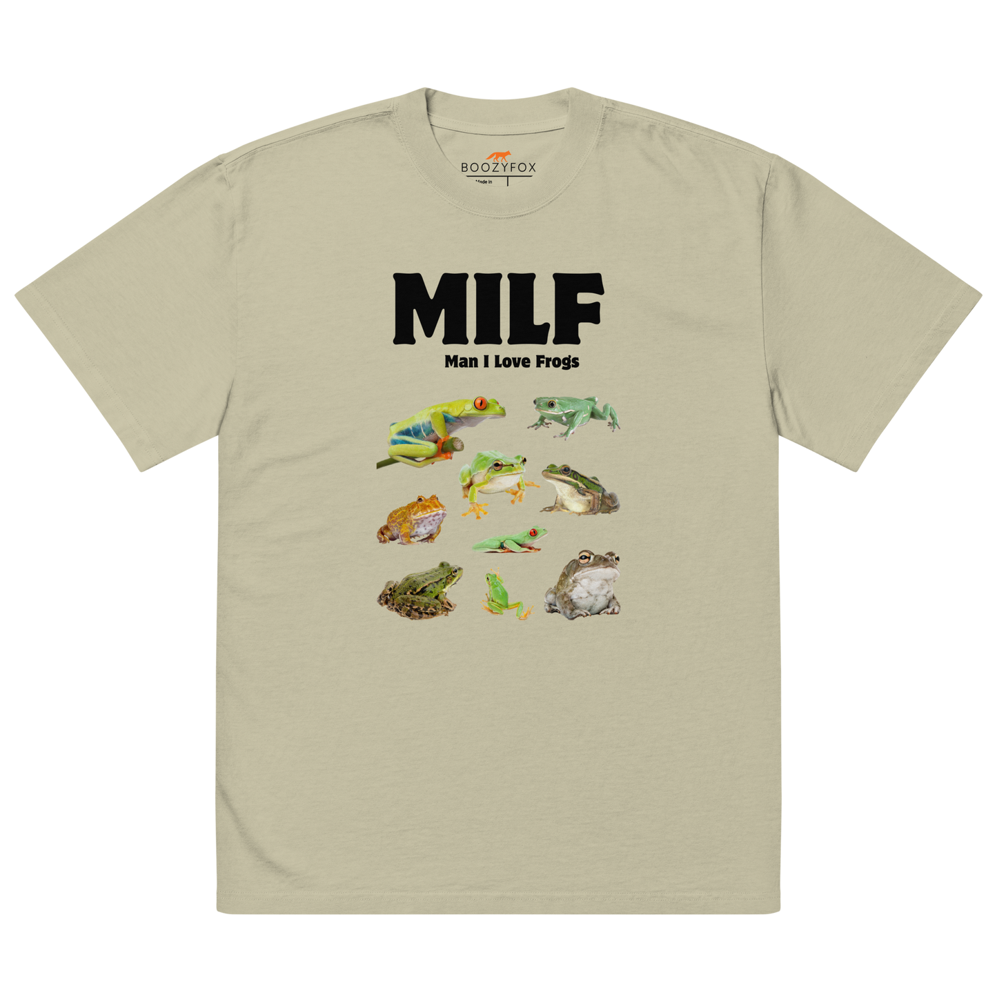 Man I Love Frogs Oversized Tee Online - Faded Eucalyptus - Boozy Fox