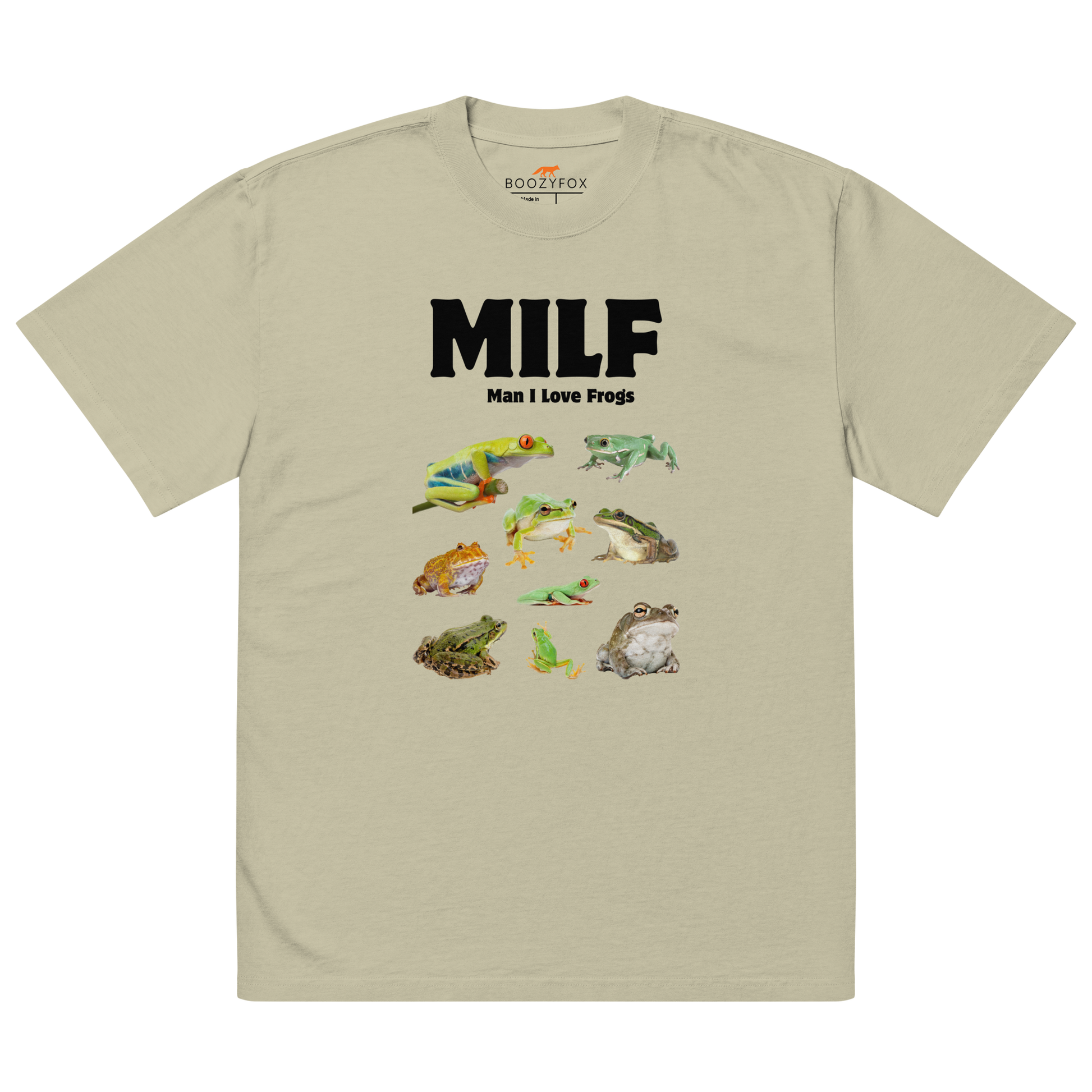 Man I Love Frogs Oversized Tee Online - Faded Eucalyptus - Boozy Fox