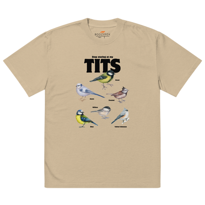 Stop Staring At My Tits Oversized Tee Online - Faded Khaki - Boozy Fox