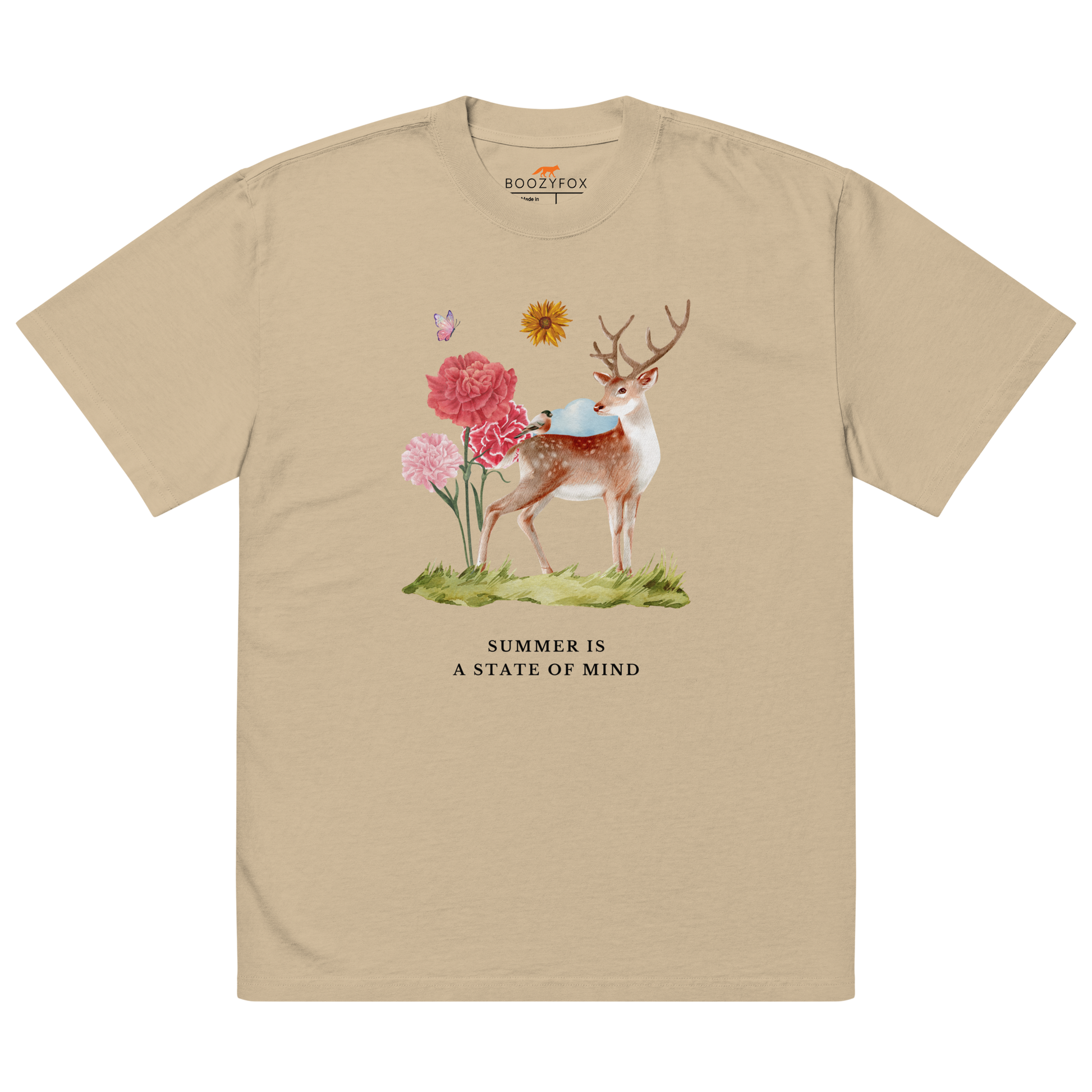 Summer Is a State of Mind Oversized Tee Online - Faded Khaki - Boozy Fox