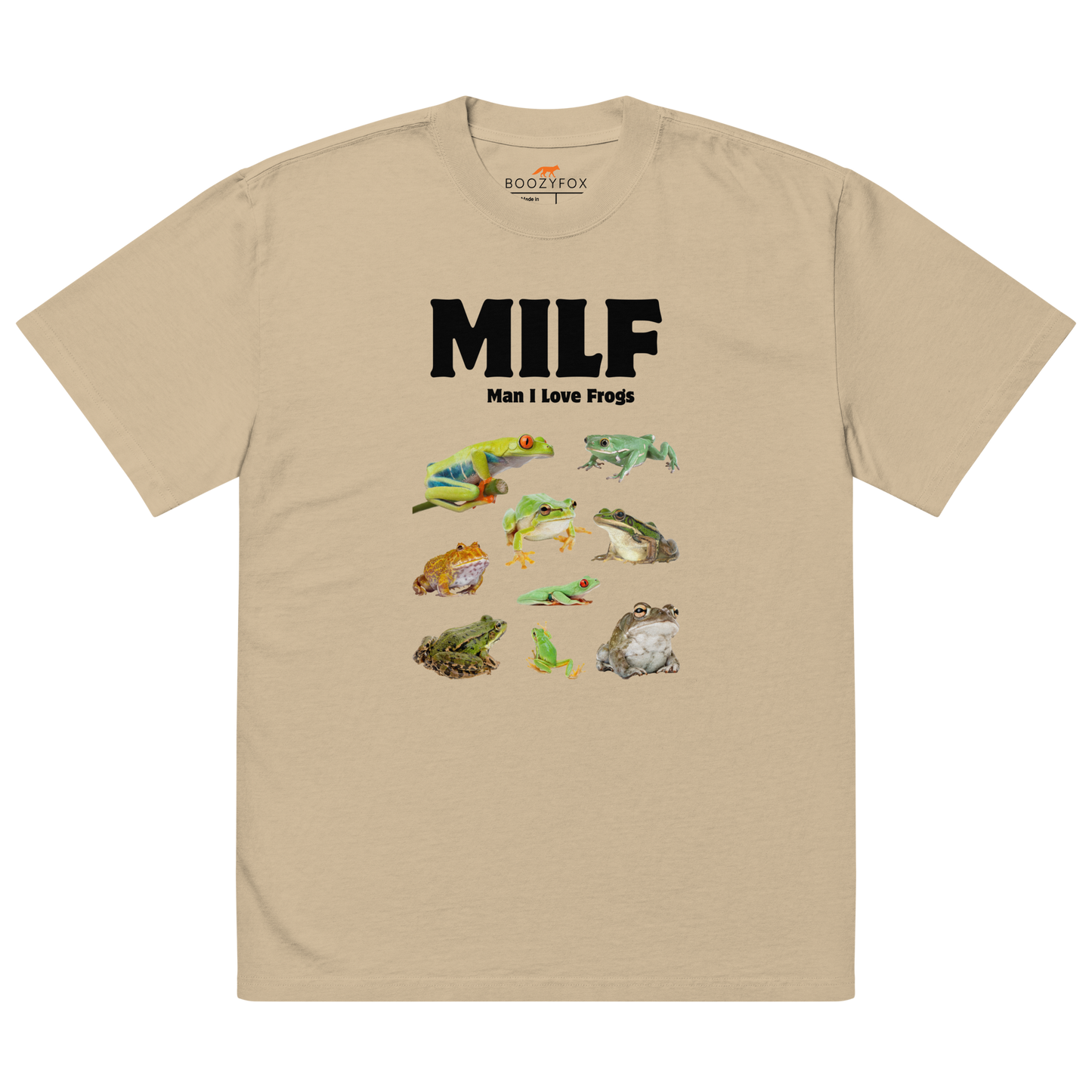 Man I Love Frogs Oversized Tee Online - Faded Khaki - Boozy Fox