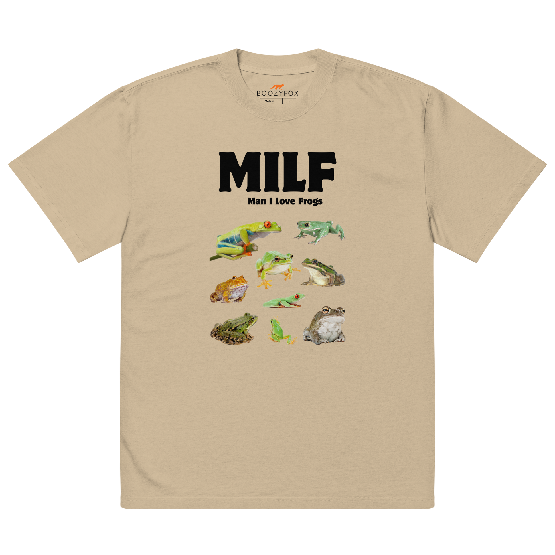 Man I Love Frogs Oversized Tee Online - Faded Khaki - Boozy Fox