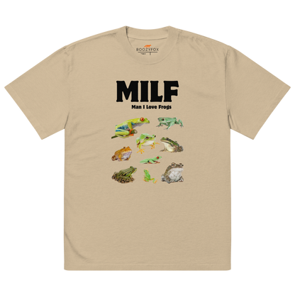Man I Love Frogs Oversized Tee Online - Faded Khaki - Boozy Fox