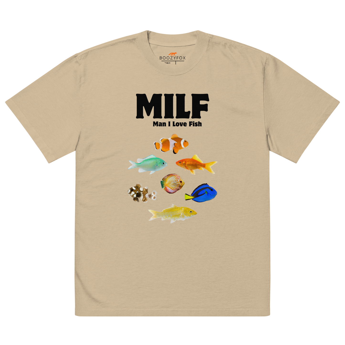 Man I Love Fish Oversized Tee Online - Faded Khaki - Boozy Fox