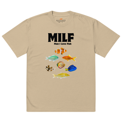 Man I Love Fish Oversized Tee Online - Faded Khaki - Boozy Fox