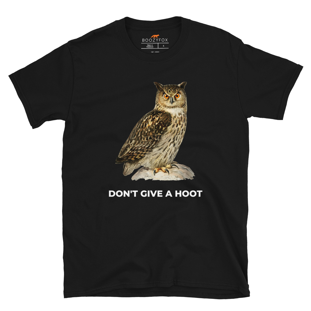 Don't Give A Hoot Owl T-Shirt Online - Black - Boozy Fox