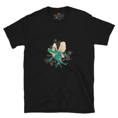 Black Fairy Frog T-Shirt featuring an adorable Fairy Frog graphic on the chest - Funny Graphic Frog T-Shirts - Boozy Fox