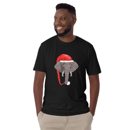 Smiling man wearing a Black Christmas Elephant T-Shirt - Boozy Fox