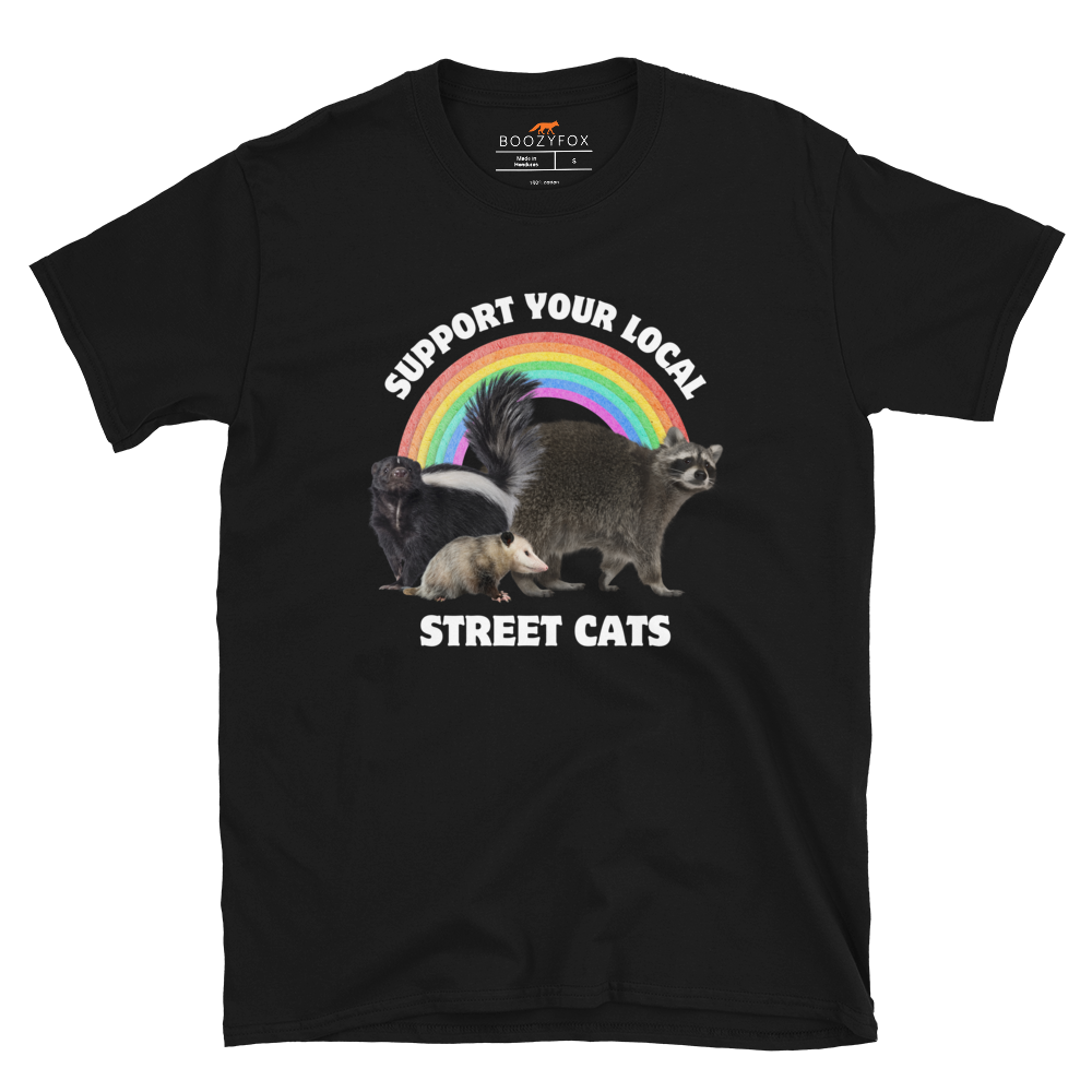 Support Your Local Street Cats T-Shirt Online - Black - Boozy Fox