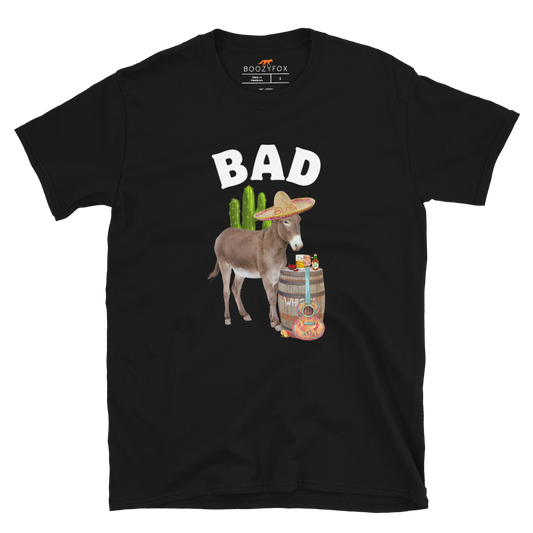 Black Donkey T-Shirt Featuring a Funny Bad Ass Donkey graphic on the chest - Funny Graphic Bad Ass Donkey T-Shirts - Boozy Fox