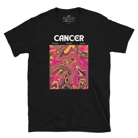 Black Cancer T-Shirt featuring an Abstract Cancer Star Sign graphic on the chest - Cool Graphic Zodiac T-Shirts - Boozy Fox