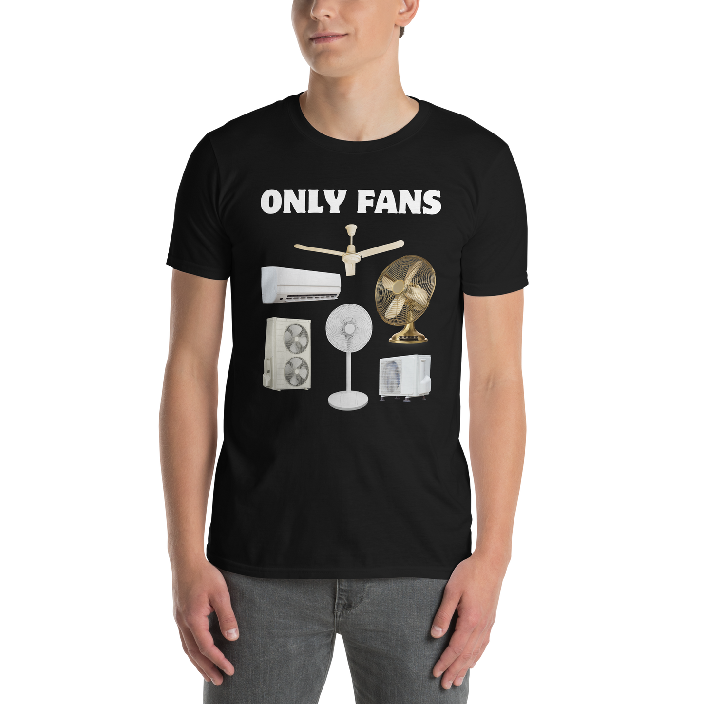 Man wearing a Black Only Fans T-Shirt featuring a fun Only Fans graphic on the chest - Best Graphic T-Shirts - Boozy Fox