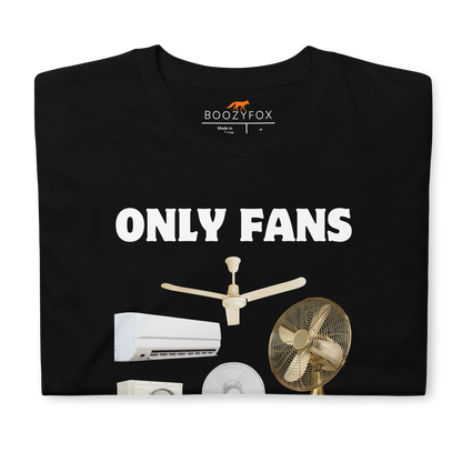 Front details of a Black Only Fans T-Shirt featuring a fun Only Fans graphic on the chest - Best Graphic T-Shirts - Boozy Fox
