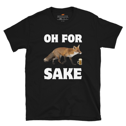 Black Fox T-Shirt featuring a Oh For Fox Sake graphic on the chest - Funny Graphic Fox T-Shirts - Boozy Fox