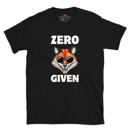 Black Fox T-Shirt featuring a Zero Fox Given graphic on the chest - Funny Graphic Fox T-Shirts - Boozy Fox