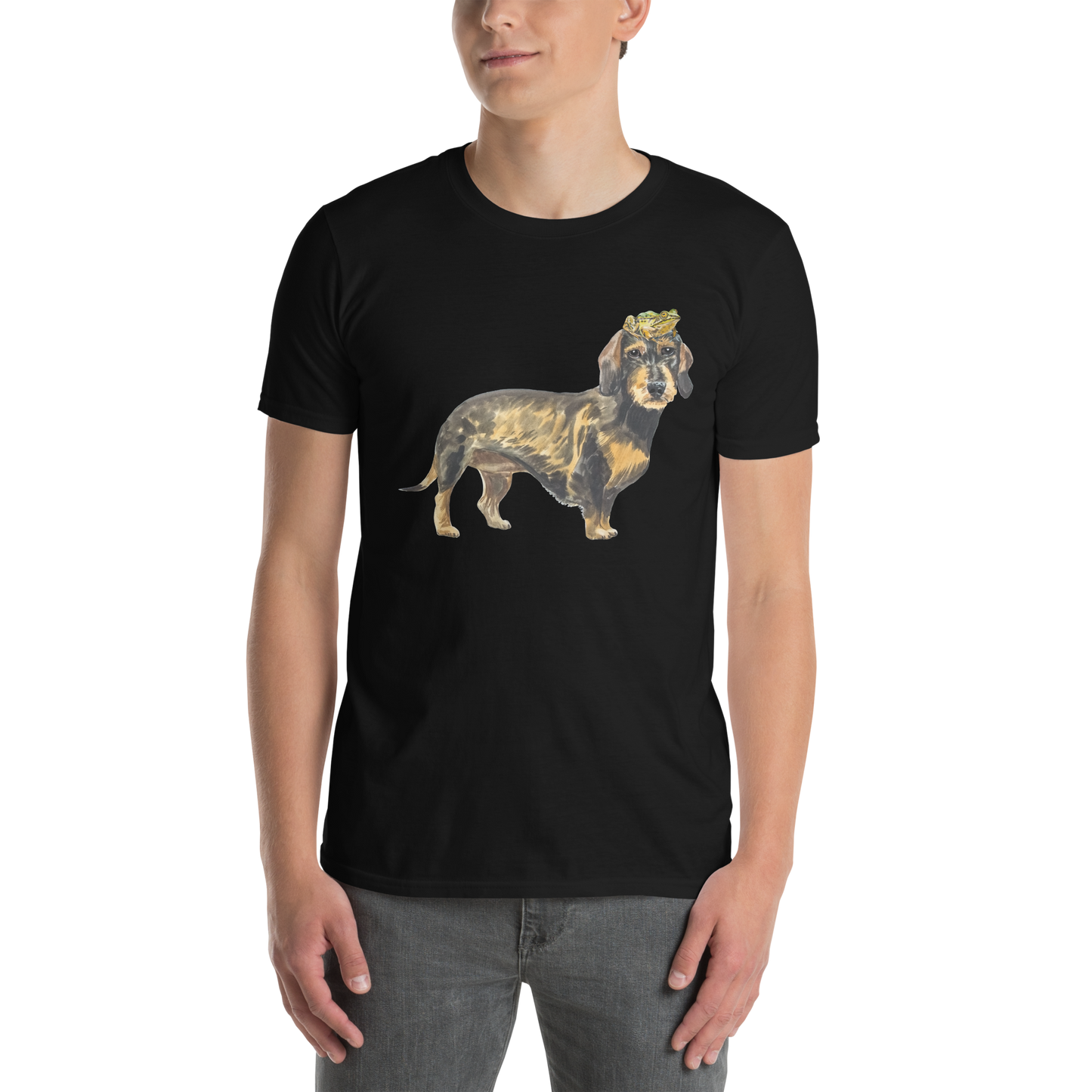 Man wearing a black Dachshund T-Shirt - Boozy Fox