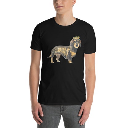 Man wearing a black Dachshund T-Shirt - Boozy Fox