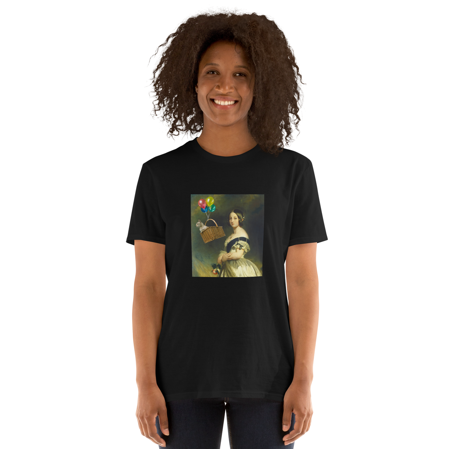 Woman wearing a black Young Queen Victoria T-Shirt - Boozy Fox