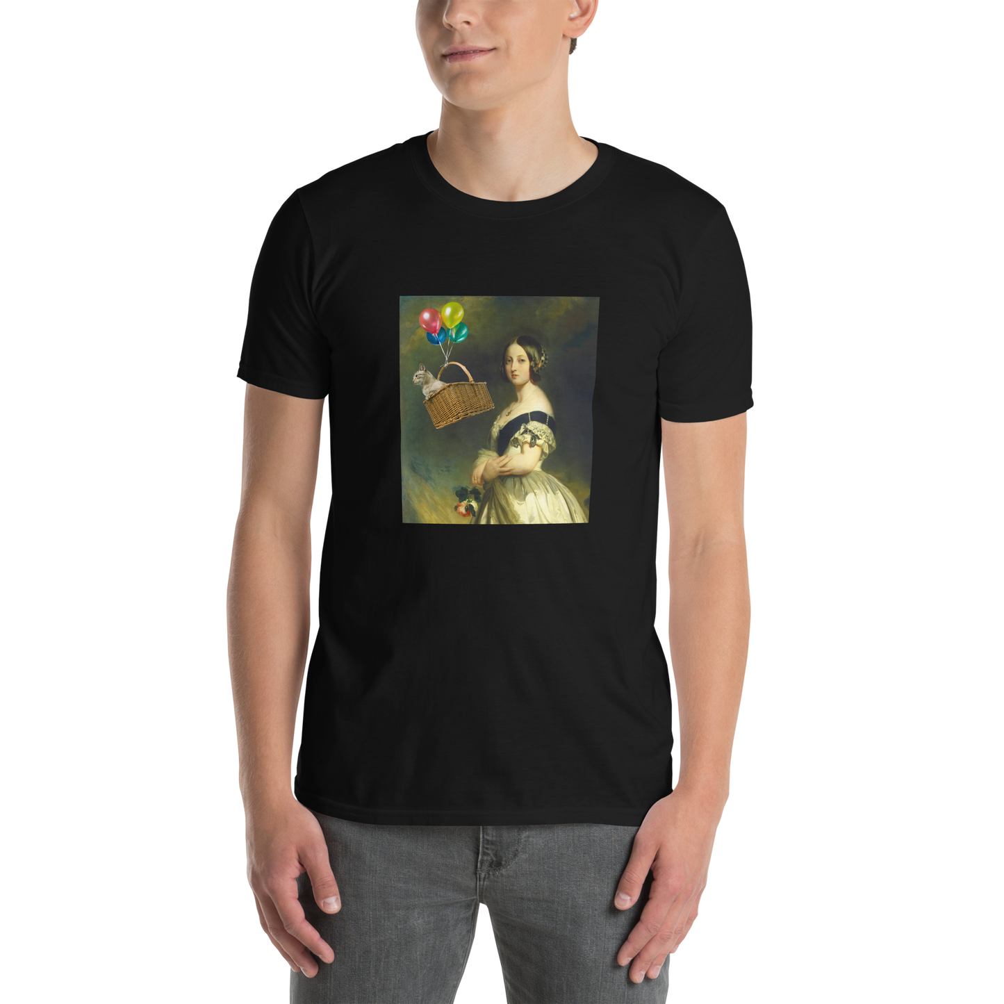 Man wearing a black Young Queen Victoria T-Shirt - Boozy Fox