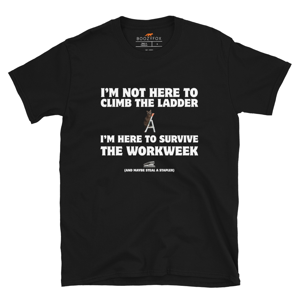 Not Here to Climb the Ladder Work T-Shirt Online - Black - Boozy Fox