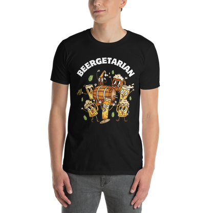 Man wearing a black Beergetarian Beer T-Shirt - Boozy Fox
