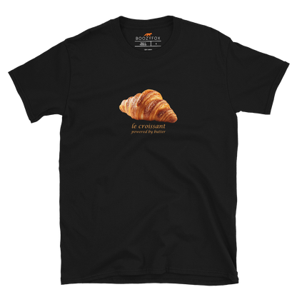 Funny Le Croissant graphic t-shirt in black by Boozy Fox