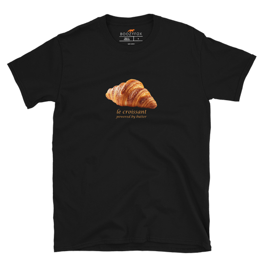 Funny Le Croissant graphic t-shirt in black by Boozy Fox