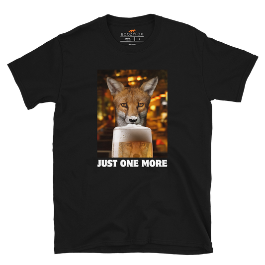 Funny Just One More Fox graphic t-shirt in black by Boozy Fox