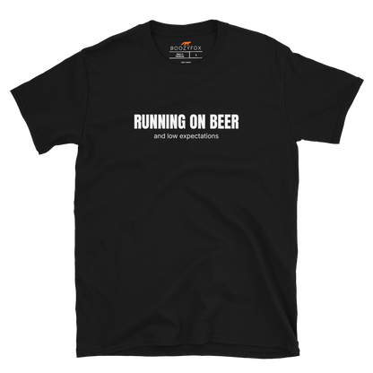 Funny Running on Beer graphic t-shirt in black by Boozy Fox