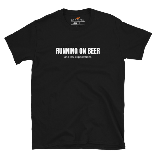 Funny Running on Beer graphic t-shirt in black by Boozy Fox