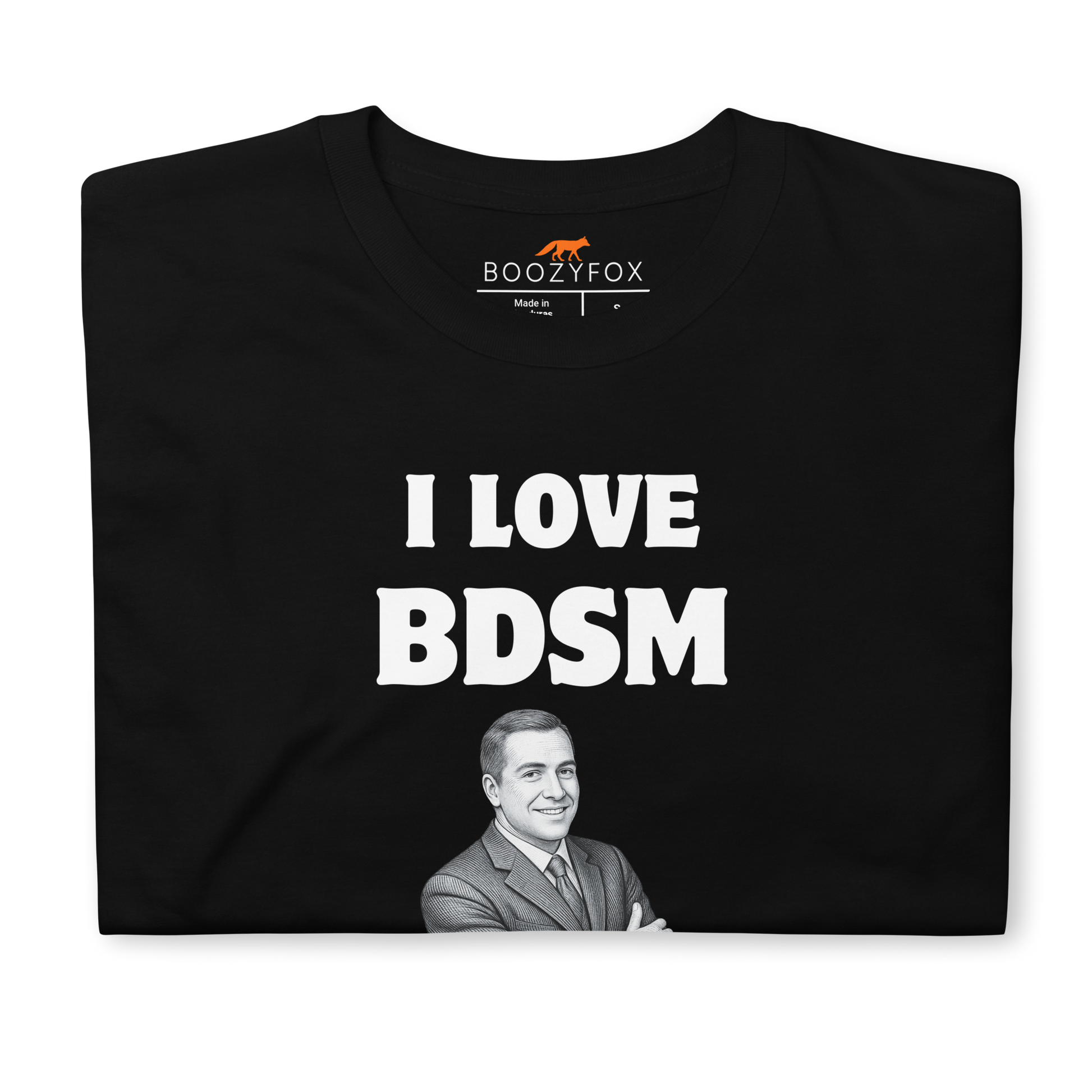 Front details of a Funny BDSM Business Development Office & Marketing graphic t-shirt in black by Boozy Fox