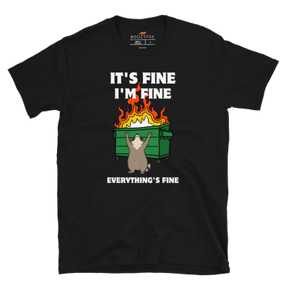 Funny Dumpster Fire Raccoon graphic t-shirt in black by Boozy Fox