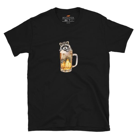 Funny Raccoon in Beer Glass beer lover graphic t-shirt in black by Boozy Fox