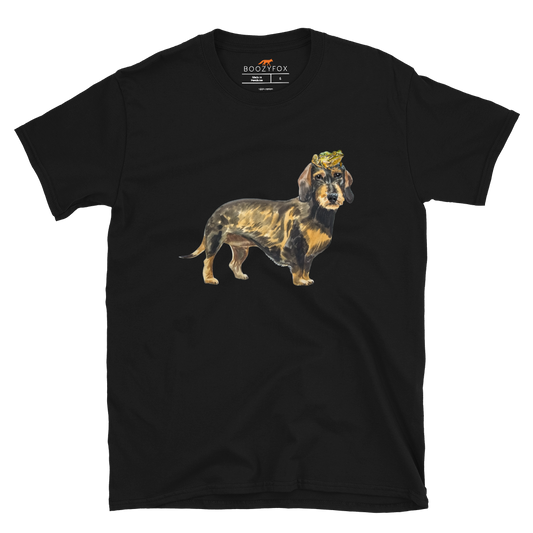 Funny dachshund t-shirt in black with dachshund graphic by Boozy Fox
