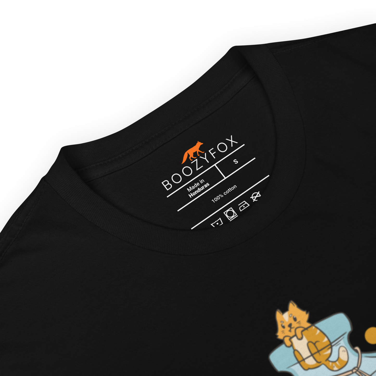 Product Details of a Black Cat T-Shirt featuring a funny Anti-Depressants graphic on the chest - Cute Graphic Cat T-Shirts - Boozy Fox