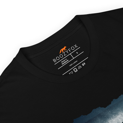 Product details of a Black Megalodon T-Shirt featuring A Bite Above the Rest graphic on the chest - Funny Graphic Megalodon T-Shirts - Boozy Fox