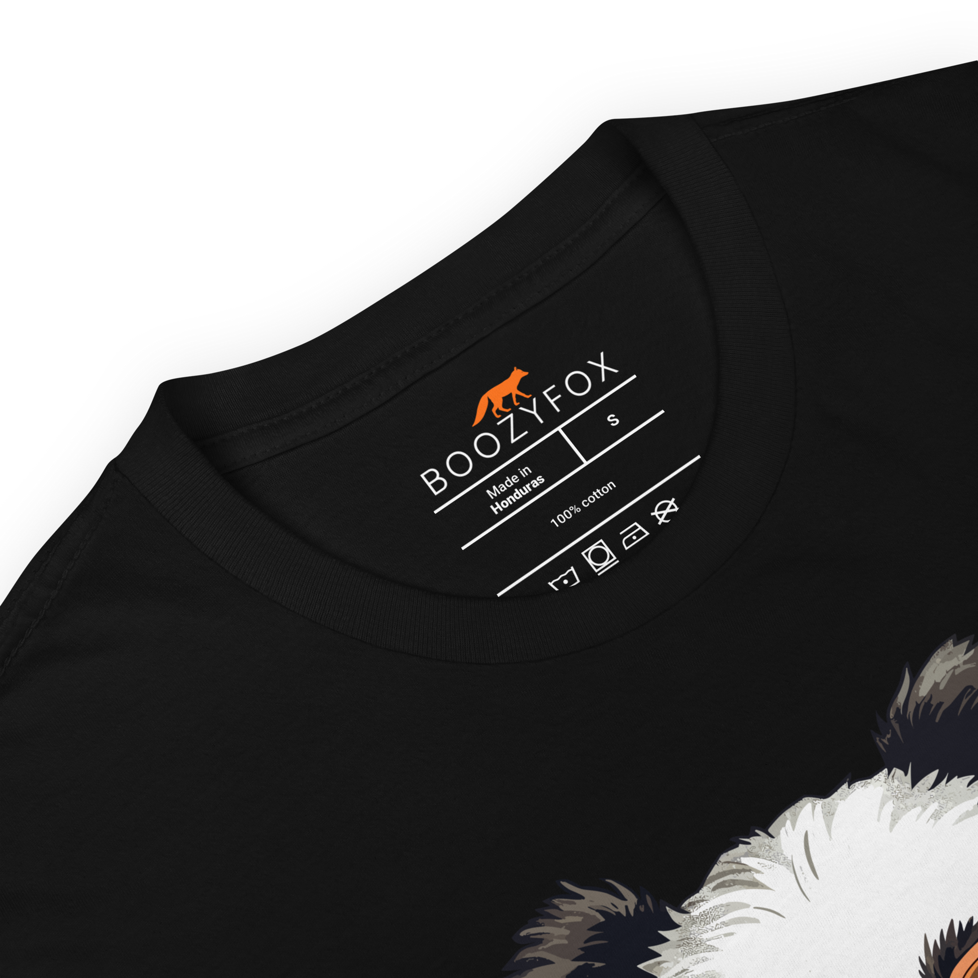 Product details of a Black Panda T-Shirt featuring an adorable Eat, Sleep, Panda, Repeat graphic on the chest - Funny Graphic Panda T-Shirts - Boozy Fox