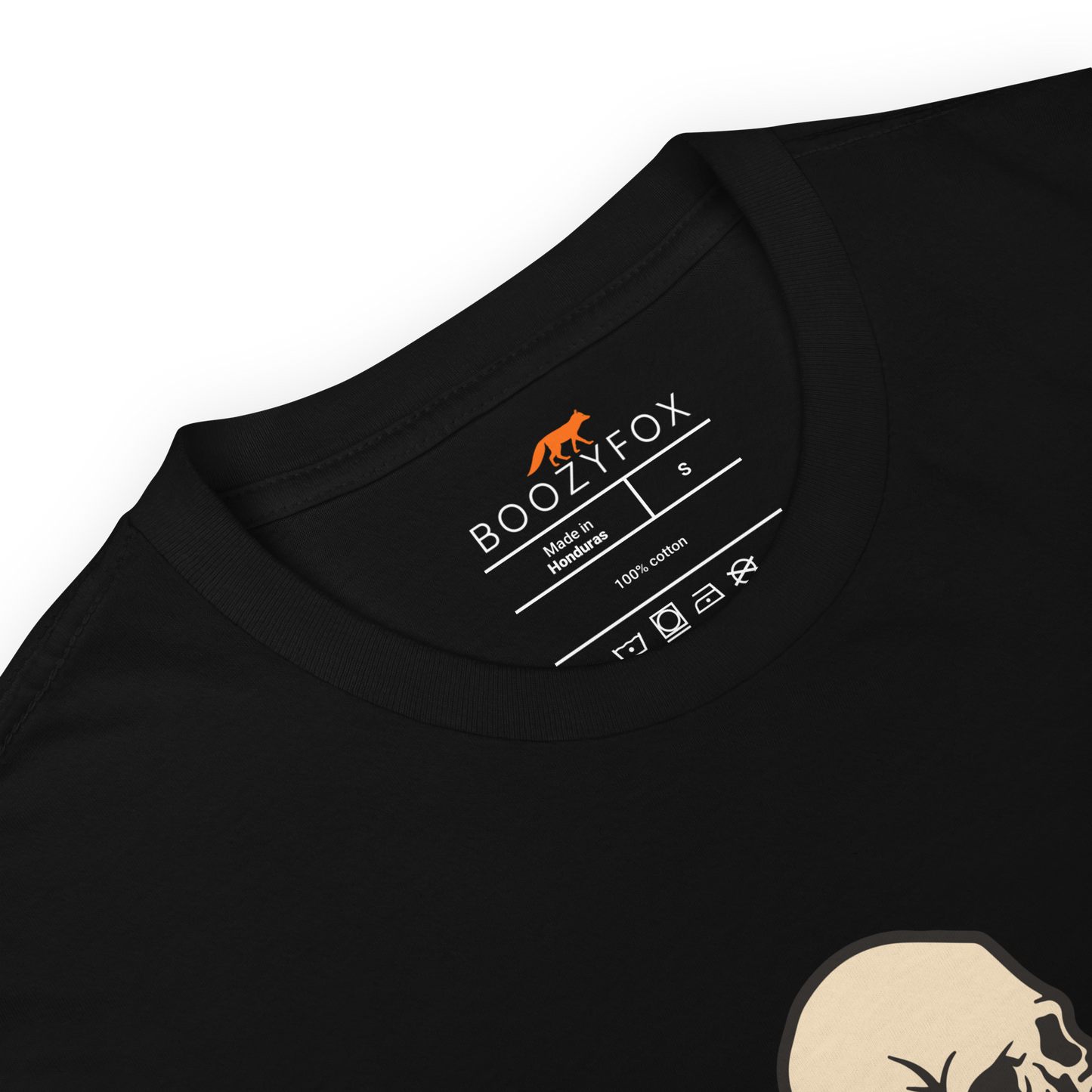 Product details of a Black Skeleton Drinking Beer T-Shirt - Boozy Fox