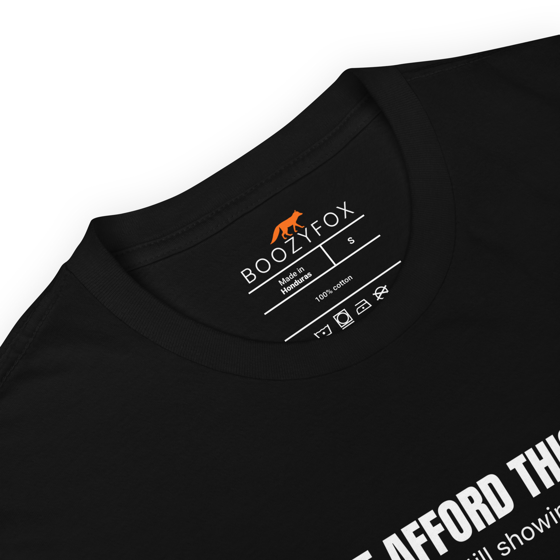 Product details of a Funny Can’t Afford This Life Burnout graphic t-shirt in black by Boozy Fox