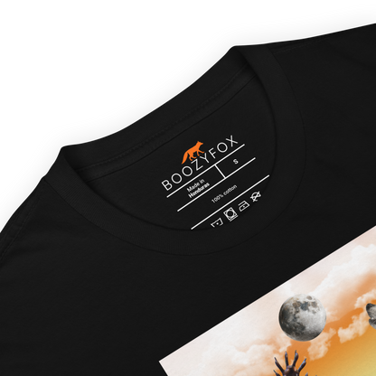 Product details of a Funny In My Feral Era Raccoon graphic t-shirt in black by Boozy Fox