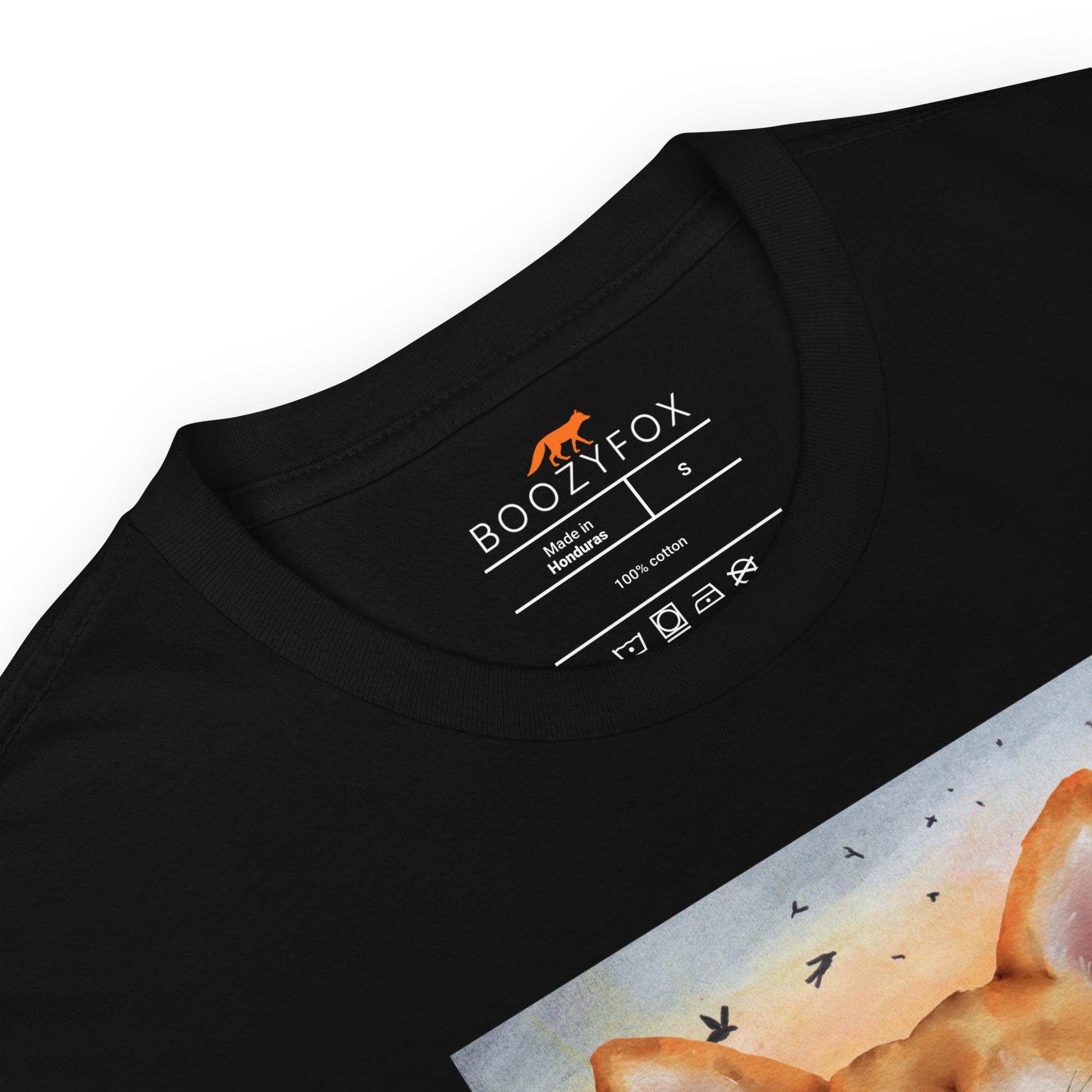 Product details of a Funny Shiba Inu graphic t-shirt in black by Boozy Fox