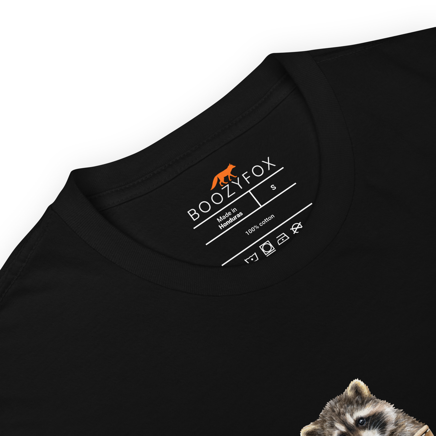 Product details of a t-shirt in black by Boozy Fox