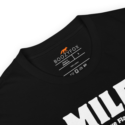 Product details of a Funny Man I Love Flamingos graphic t-shirt in black by Boozy Fox