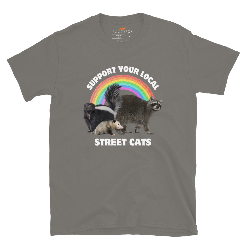 Support Your Local Street Cats T-Shirt Online - Charcoal - Boozy Fox