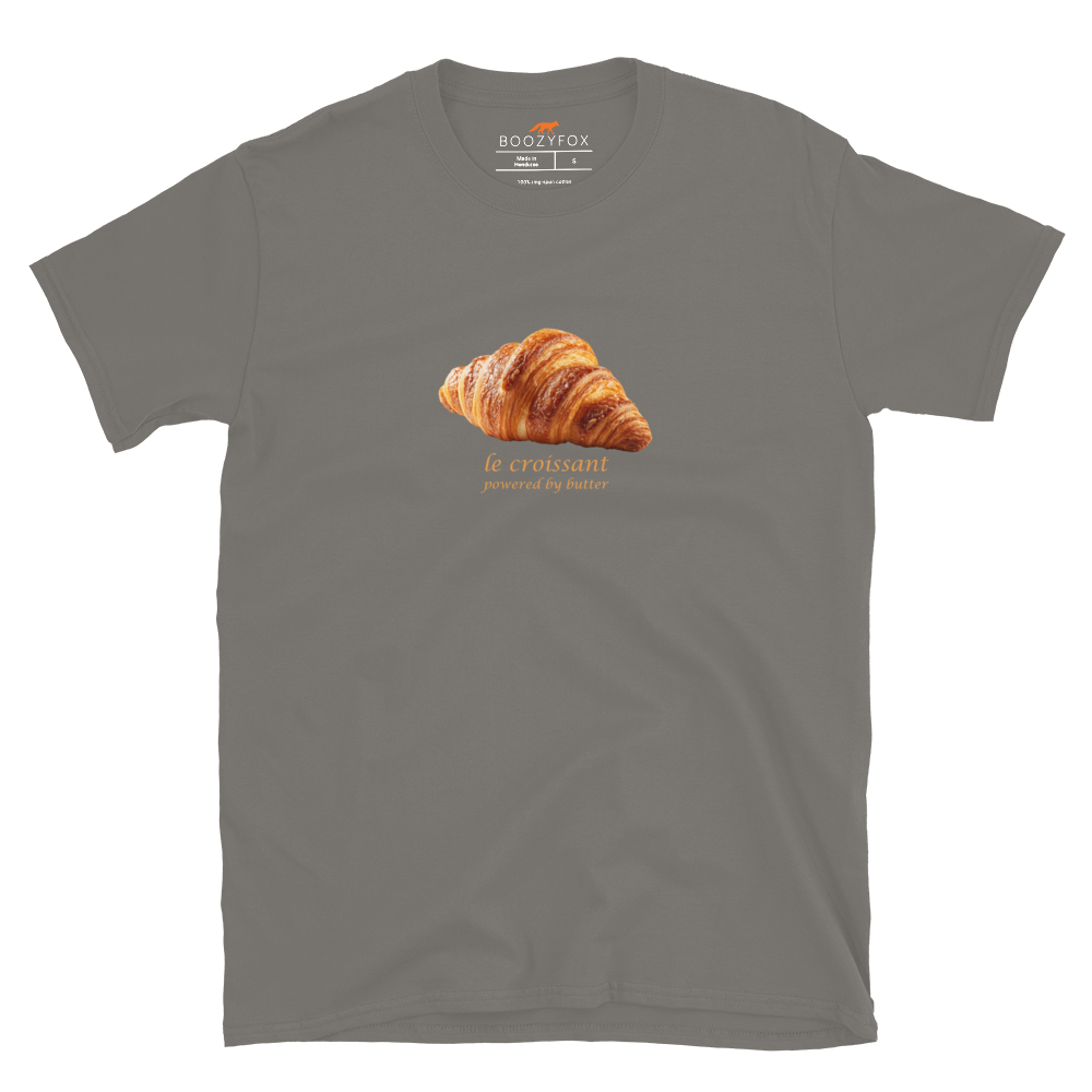 Funny Le Croissant graphic t-shirt in charcoal by Boozy Fox